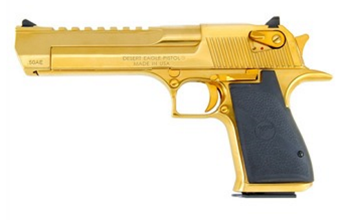 Magnum Research Inc. Desert Eagle 50Ae Ttnm Gold 6″ Titanium Gold/Blk Rubber Grips Mrde50Tg