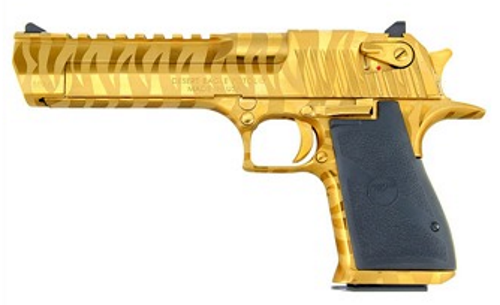 Magnum Research Inc. Desert Eagle 357M Tg Strpes 6″ Titanium Gold W/ Tiger Stripes Mrdetigerstripes