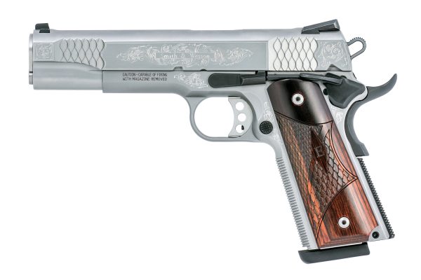 Smith &Amp; Wesson Sw1911 45Acp 5″ Ss/Wd Engraved 10270 White Dot Sights Sm10270