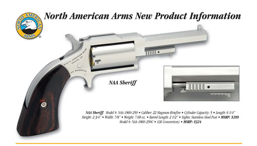 North American Arms Sheriff 22Mag 2.5″ Ss 5Sh Naa-1860-250 Naa Sheriff