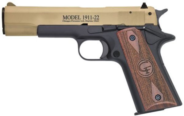 Chiappa Firearms 1911, 22Lr, 5&Quot; Barrel, 10Rd, Hogue Rubber Grip, Tan Slide 053670716599 73155.1575699873