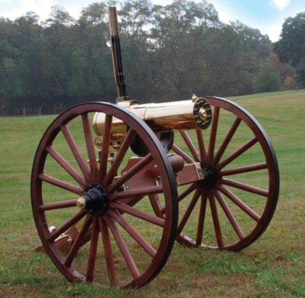 Colt 1877 Bulldog Gatling Gun Carriage 45-70 Government Caliber 10 Brass Encased Direct Drive Barrels Walnut Carriage 098289026040 21111.1575694072