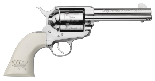 Pietta 1873 Trump Revolver .45 Colt 4.75&Quot; Barrel Nickel Plated / Ivory Grips 6-Rounds 125977