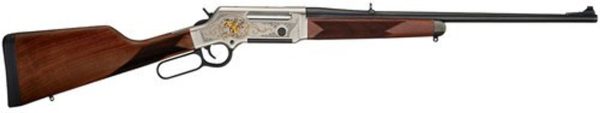 Henry Long Ranger Wildlife .243 Win, 20&Quot; Barrel, Checkered Straight Grip Stock, Nickel Plated, 24K Gold Inlay, 4Rd 619835300140 19108.1575703015