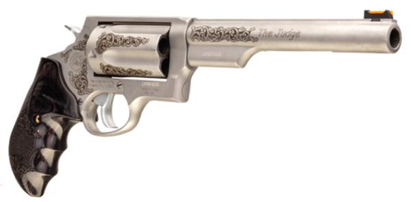 Taurus Judge Engraved 410 Ga/45 Colt, 6.5&Quot; Barrel, Dymondwood Grip, Stainless, 5Rd 725327933069 63964.1575708440