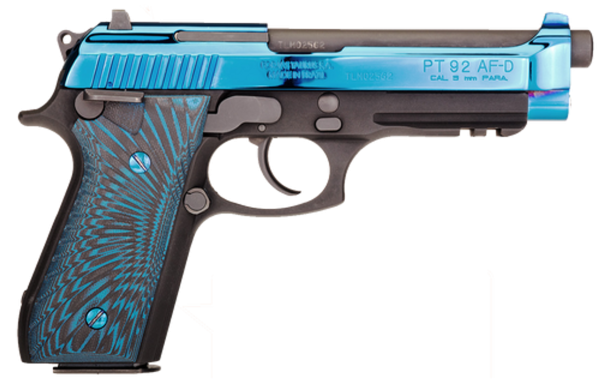 Taurus 92 9Mm, Polished Pvd Blue Slide, G10 Blue And Black Grips, 17Rd 725327933120 63553.1575708669