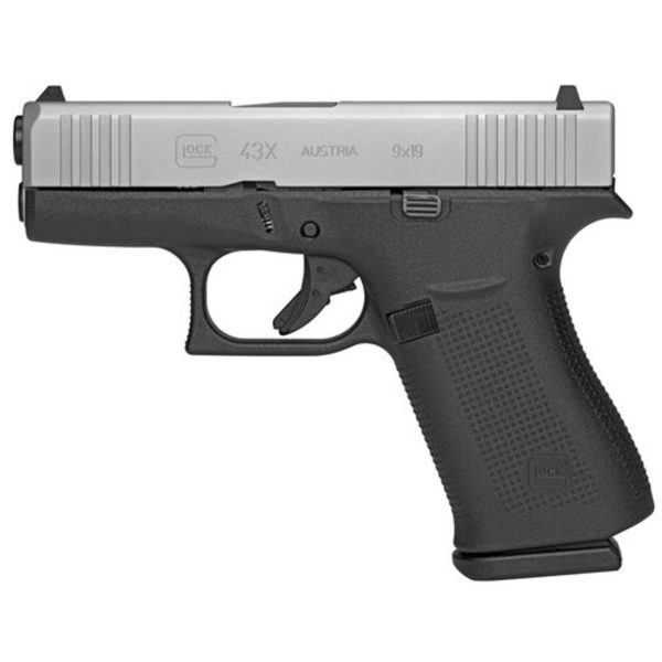 Glock G43X Silver Subcompact 9Mm, 3.39&Quot; Barrel, Polymer Frame, Glock Night Sights, 2X10Rd Mags 764503032806 89616.1575703975