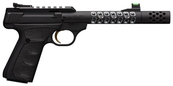 Browning, Buck Mark Vision, Semi-Automatic, 22 Lr, 5.875&Quot; Barrel, Threaded 1/2-28, Includes Muzzle Brake, Black Color, Anodized Finish, Urx Rubber Grip, Thumb Safety, Right Hand, Adjustable Rear &Amp; Fiber Optic Front Sights, 10Rd, 2 Magazines Lip0515614900514 39365.1620149226