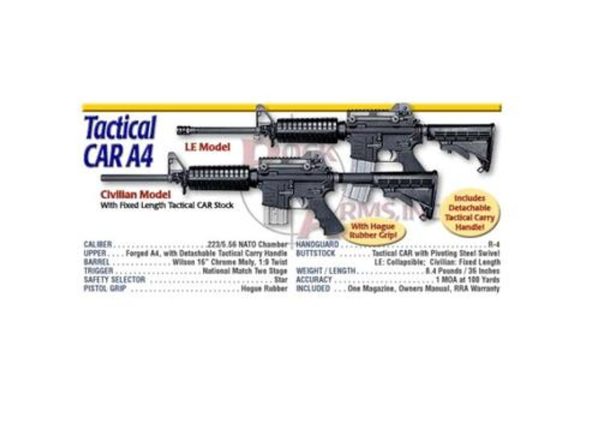 Rock River Arms Tactical Car A4, A2 Carry Handle Assembly, 223/5.56 Rra Ar1202 53135.1575695016