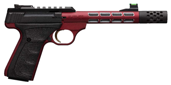 Browning, Buck Mark Vision, Semi-Automatic, 22 Lr, 5.875&Quot; Barrel, Threaded 1/2-28, Includes Muzzle Brake, Red Color, Anodized Finish, Urx Rubber Grip, Thumb Safety, Right Hand, Adjustable Rear &Amp; Fiber Optic Front Sights, 10Rd, 2 Magazines Ssi123127 78200.1622066801