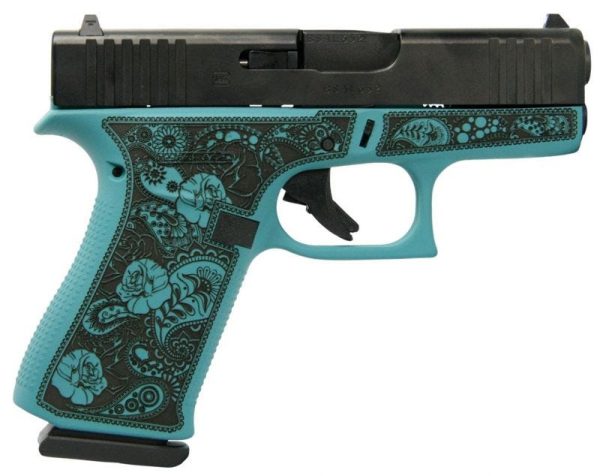 Glock 43X Tiffany Blue 9Mm 3.41&Quot; Barrel 10-Rounds &Quot;Glock &Amp; Roses&Quot; Engraving