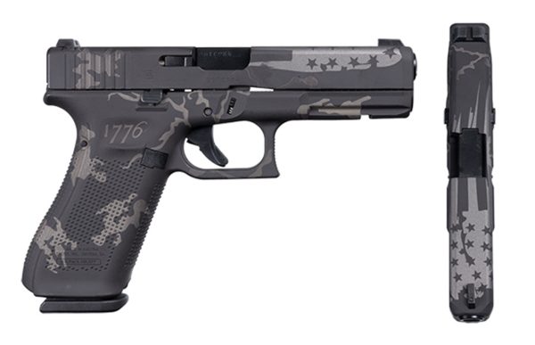 Glock 17 Gen 5 9Mm, Apollo Custom, 4.5&Quot; Barrel, Black &Amp; Gray Flag W/1776 Camo, 3X 17Rd Glock 850386008929 1 42907.1583163753